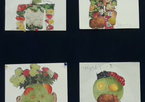 Portrety owocowo-warzywne w wykonaniu uczniów 3a.