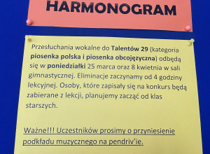 Harmonogram konkursu Talenty 29.